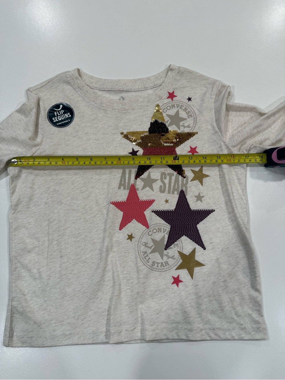 NWT Converse Flip Sequin All Star Girls Long Sleeve Tee - Picture 9 of 10